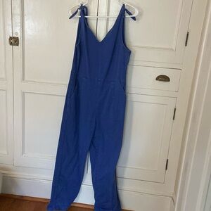 blue tie top overalls